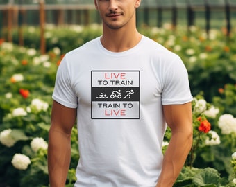 トライアスロントレーニングTシャツ、「トレーニングに生きる」、トライアスリートへのギフト
