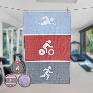 Icons Of Triathlon Hand Sweat Or Transition Towel, Gift For Triathlete, Multiple Colors