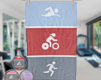 Icons Of Triathlon Hand Sweat Or Transition Towel, Gift For Triathlete, Multiple Colors
