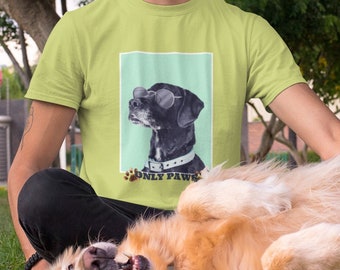 Only Paws, cool dog in sunglasses shirt, dog lover swag t-shirt, gift for men and women, outdoor short sleeve, BoostedX clothing stores