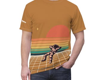 Astronaut Polyester T-Shirt, Retro Space Design, Unisex Tee