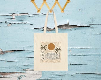 Beach Summer Cotton Canvas Tote Bag, Embroidered Handbag