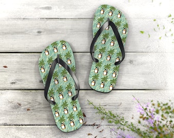 Penguin Palm Tree Flip Flops – Designer Beachwear