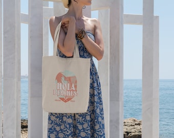 Hola Beaches Canvas Tote Bag – Beach Lover Gift