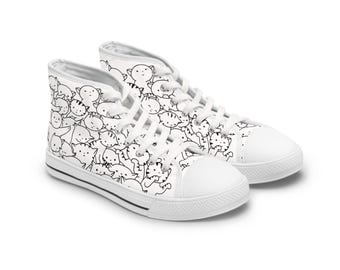 Doodle Art High Top Sneakers, Sparkle Sequin Wedding Shoes