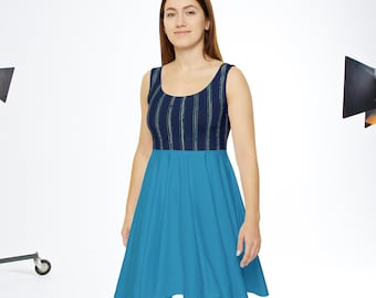 Sleeveless Skater Dress, Elegant Casual Wear, Polyester Spandex Blend