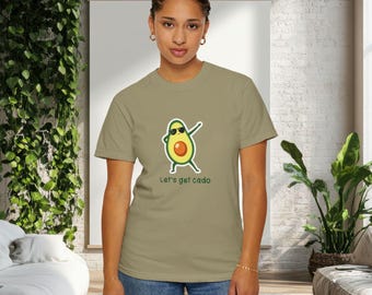 Cool Dabbing Avocado tshirt, dancing avocado cartoon gift for her, organic cotton shirt, avocado lover sunglasses top