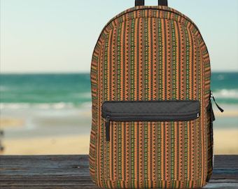 Waterproof Laptop Backpack – African Pattern Polyester Shoulder Bag