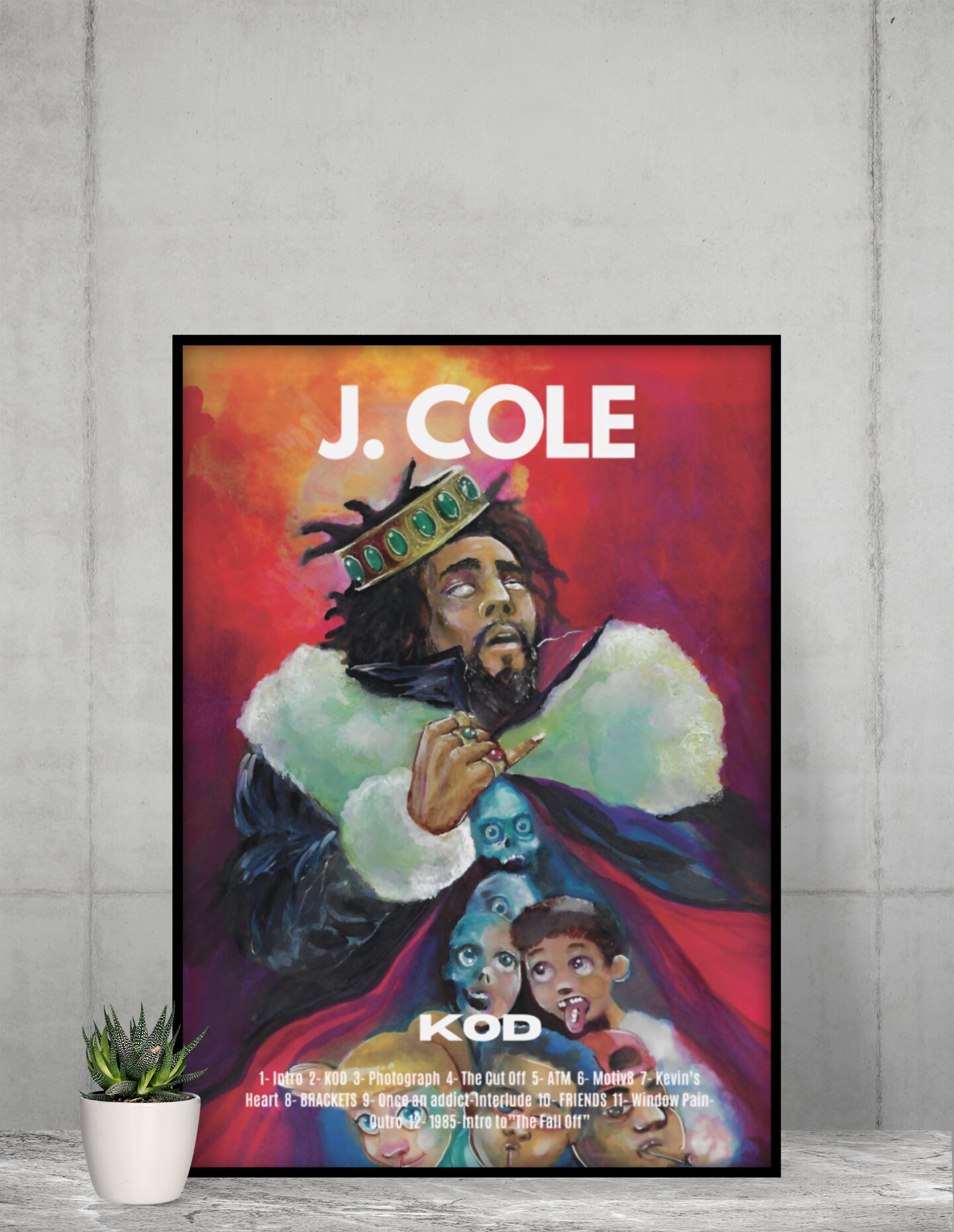 J Cole J Cole Poster J Cole Album Poster KOD Album Poster Wall Art Etsy