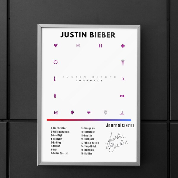 Justin Bieber | Justin Bieber Poster | Justin Bieber Album Poster | Jornals Poster | Justin Bieber Journals Album Poster | Wall Art