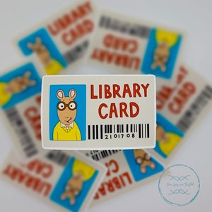 Arthur// Tarjeta de biblioteca // Pegatina divertida // Pegatina mate única // Años 90 // Retro // Pegatinas nerd // pegatinas //