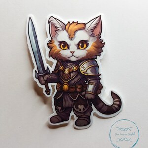 Cat Paladin || Single Glossy Sticker || Dungeons and Dragons || Cats playing DnD || Fantasy Cat
