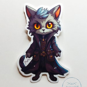 Rogue Cat || Single Glossy or Matte Sticker || Dungeons and Dragons || Cats playing DnD || Fantasy Cat