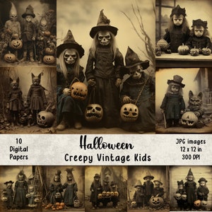 Halloween Creepy Kids | Digital Paper Pack | Vintage Photos | Halloween Background | Scrapbooking | Printables | Junk Journals | Horror