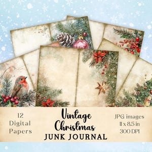 Vintage Christmas Junk Journal Pages: Holiday Ephemera (Digital Download)