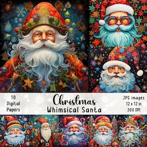 Whimsical Christmas Santa Digital Paper Pack (JPEG)