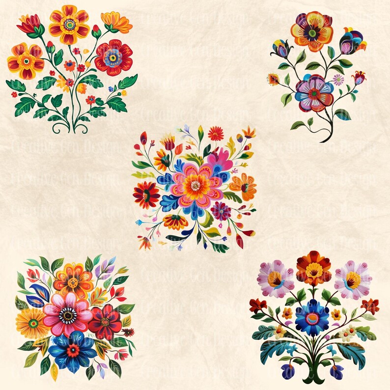 Fiesta Flowers Clipart: Mexican Floral PNG Bundle (digital Download) - Etsy