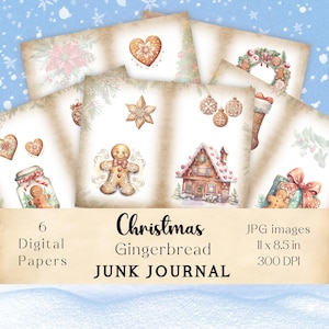 Christmas Gingerbread Junk Journal | Junk Journal Pages | Gingerbread | Printables | Christmas Ephemera | Scrapbooking | Instant Download