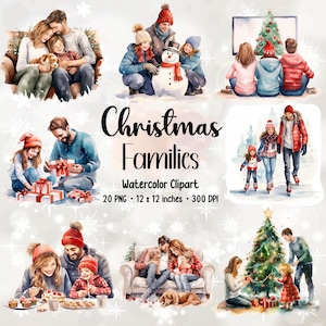 Aquarell Weihnachtsfamilien | Familie | Clipart-Bundle | Niedliche Familie | Familie PNG | PNG-Bundle | Familie Clipart | Weihnachtsfamilie