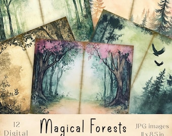 Vintage Magical Forest Junk Journal Pages: Scrapbook Collage (Digital Download)