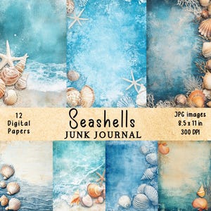 Vintage Seashells Junk Journal Pages | Seashells | Ocean Shells | Printable | Digital Journal Pages | Collage Sheet | Scrapbooking