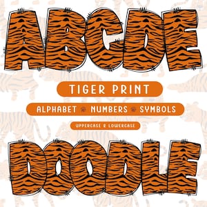 Tiger Print Alphabet Letters | Tiger Clipart | Alphabet PNG | Alphabet Clipart | Doodle Letters | Tiger PNG | Animal Print | Animal Letters