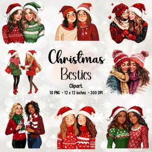 Weihnachten Besties | Besties Clipart | Clipart-Bundle | Niedliche Weihnachten | Beste Freunde PNG | PNG-Bundle | Weihnachten Clipart | Beste Freunde