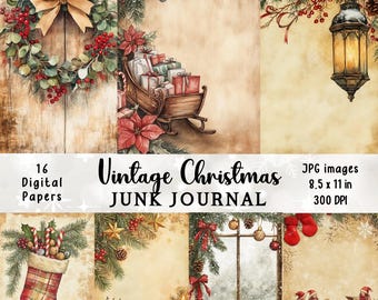Vintage Christmas Junk Journal Pages: Holiday Ephemera (Digital Download)
