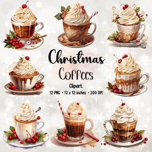 Caffè di Natale / Caffè carini / Pacchetto clipart / Caffè di Natale / Caffè PNG / Pacchetto PNG / Clipart di caffè di Natale / Amanti del caffè