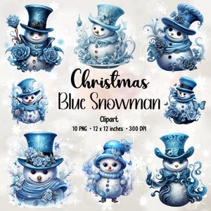 Blue Christmas Snowman | Cute Snowman | Clipart Bundle | Card Making | Snowman PNG | PNG Bundle | Snowman Clipart | Festive Snowman