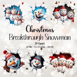 Weihnachten 3D Durchbruch Schneemann | 3D Schneemann | Clipart-Bundle | Weihnachten Schneemann | 3D Durchbruch PNG | PNG-Bundle | Schneemann Clipart