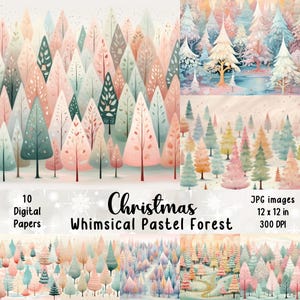気まぐれなクリスマスの森 デジタルペーパーパック (JPEG)