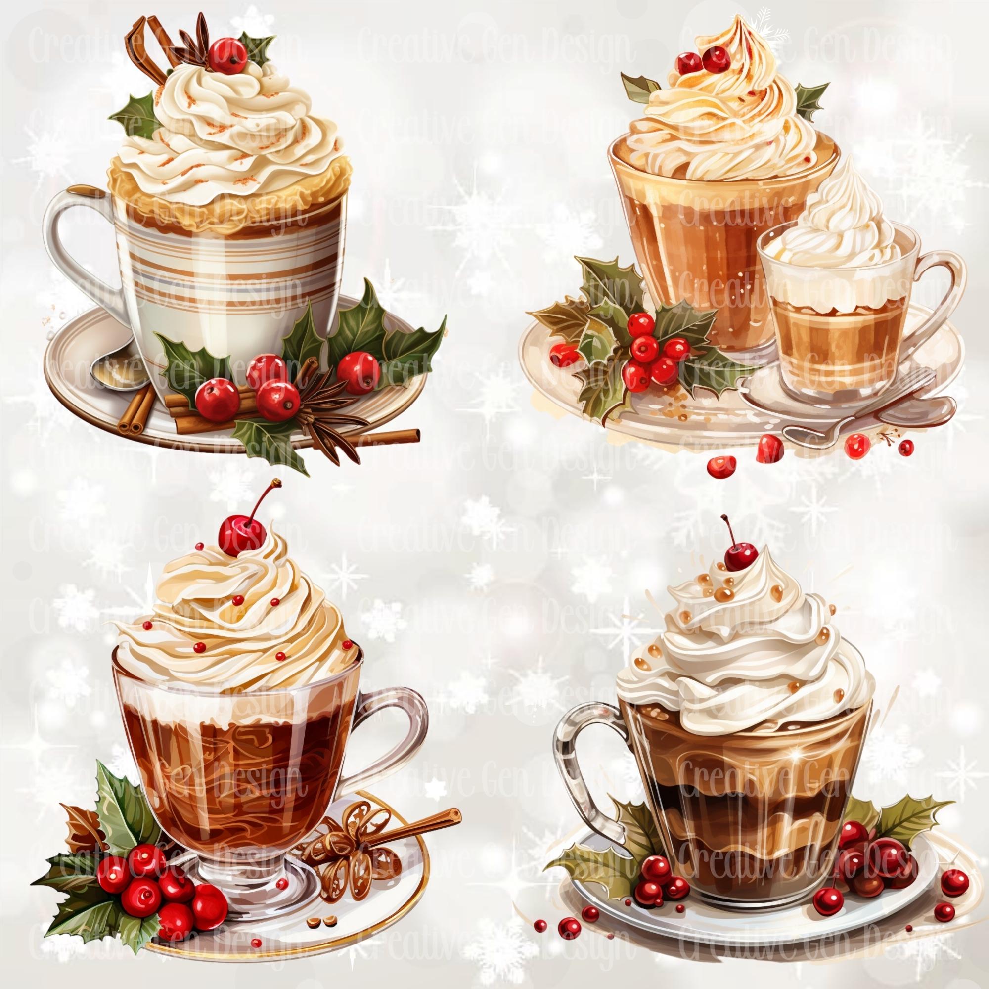 Christmas Coffee Clipart Bundle: Festive PNG Images (digital Download ...