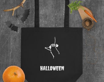 Dancing Skeleton Halloween Organic Cotton Tote Bag