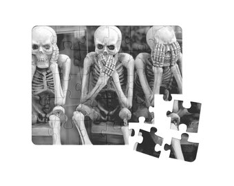 Hear No Evil Skeleton Puzzle, Spooky Season Gift