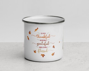 Thankful Grateful Blessed Enamel Mug