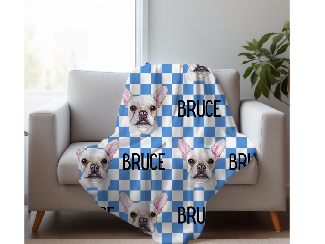French Bulldog Plush Blanket, Personalized Dog Blanket, French Bulldog