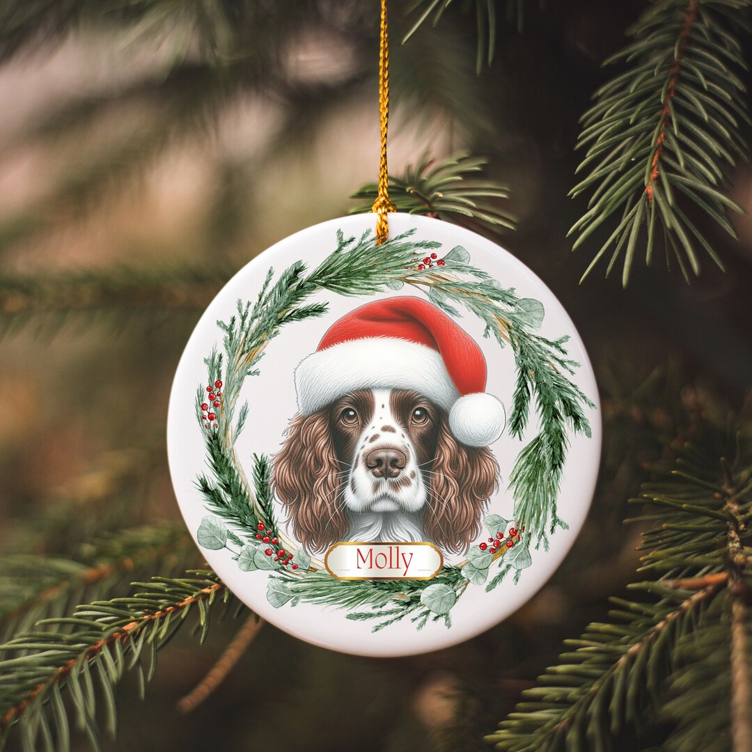 English Springer Spaniel Ornament, Personalized Ornament, Pet Ornament