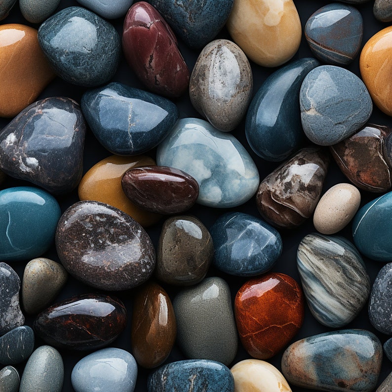 Ppainted Rocks Digital Polished Rocks Digital Paper Seamless | 4 Designs | 12x12in ...