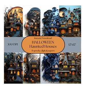 Halloween Haunted House Quilling Art Picture Pack - Wall Art, Card Making, Spooky Decor, Scrapbooking, Instant Download