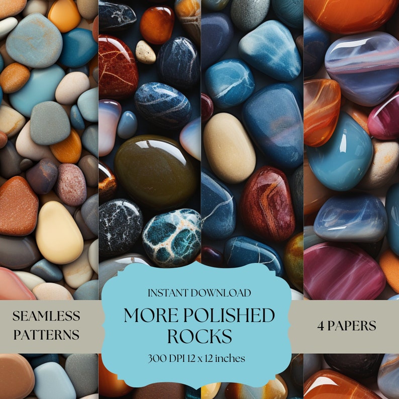 Scrapbook Rocks Polished Rocks Seamless Digital Paper: 12x12 Scrapbook Designs (instant ...