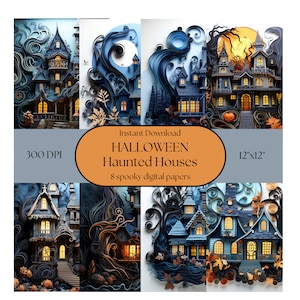 Halloween Haunted Mansion Quilling Art Picture Pack - Wall Art, Card Making, Halloween Decor, Scrapbooking, Instant Download