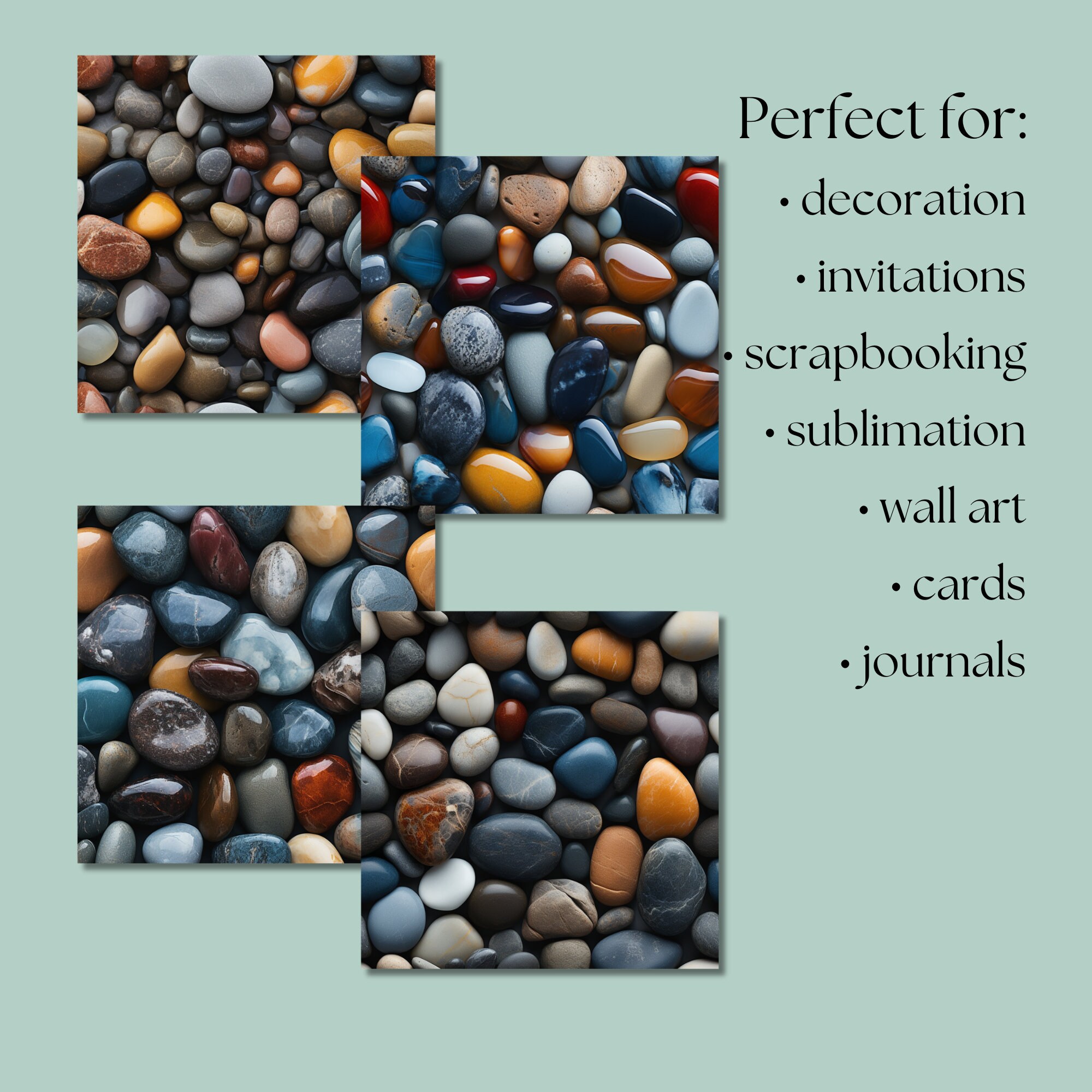 Scrapbooking Rocks Polished Rocks Digital Paper Seamless | 4 Designs | 12x12in ...