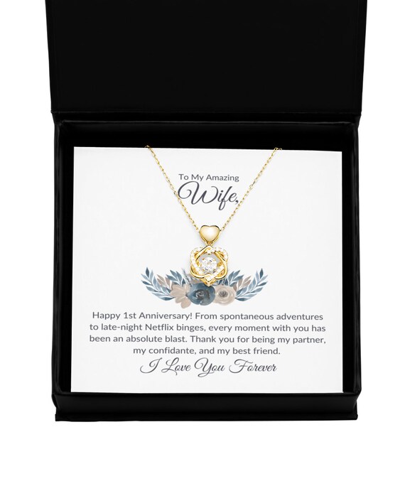 One Year Wedding Anniversary Gift for Wife Silver Heart Necklace