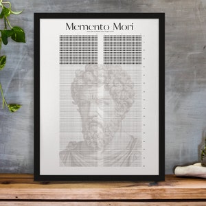 Memento Mori Calendar, Personalized Lifetime Calendar 4000 Week, Stoicism Memento Mori Poster with Name Filled Life, Custom Life Art