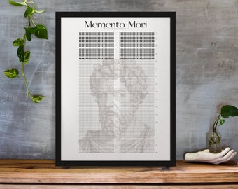 Memento Mori Calendar, Personalized Lifetime Calendar 4000 Week, Stoicism Memento Mori Poster with Name Filled Life, Custom Life Art