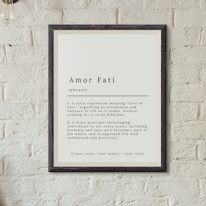 Amor Fati Definition Poster, Inspirational Stoic Zitate druckbare Kunst, Stoic Reflection, Stoizismus Philosophie Art, Amor Fati Wanddekoration