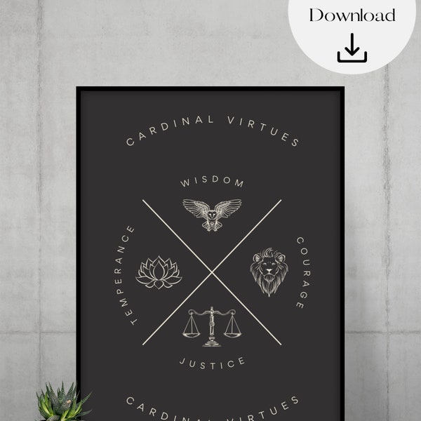 Cardinal Virtues Stoic Wall Art – Téléchargement numérique