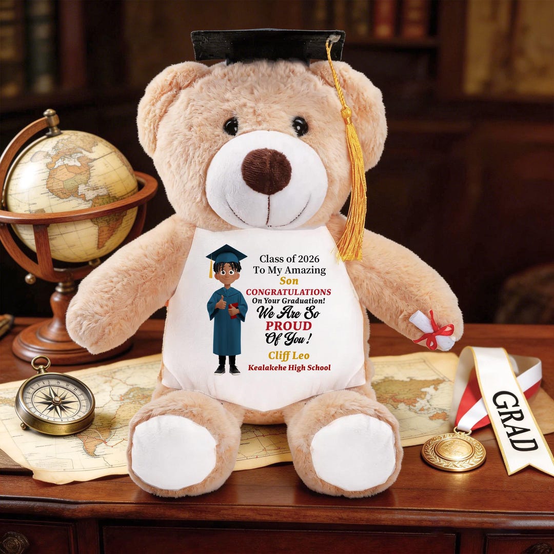 Custom Graduation Bear for Son Boy Graduate Class of 2026 Gift ...