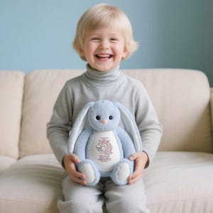 Personalized Bunny for Granddaughter Custom Message Plush Stuffed Animal Long Letter Keepsake Graduation Birthday Gift From Grandma Comfort